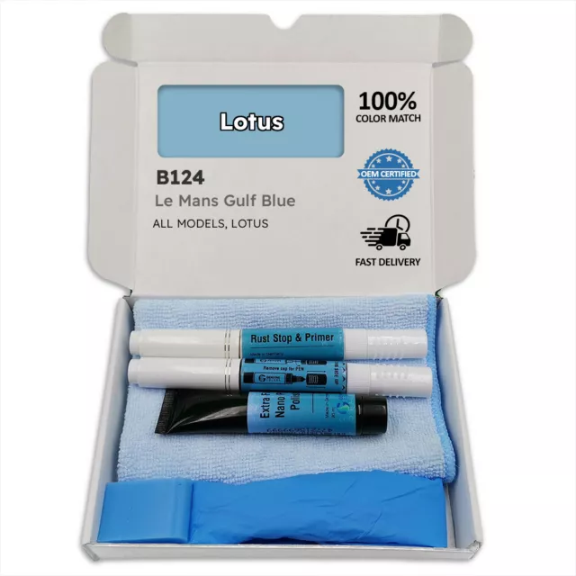 B124 Le Mans Gulf Blue Touch Up Paint for Lotus Pen Stick Scratch Chip Fix Brus