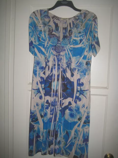 Gorgeous One World Blue Multi Color Tie Dye Dress- Size M