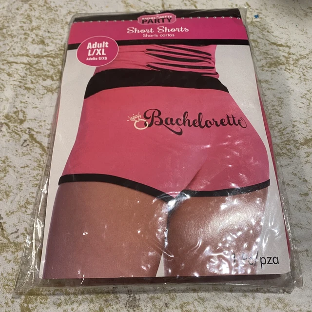 Bachelorette Short Shorts Pink Black Large Extra Large Diamond Ring Sexy Sparkly