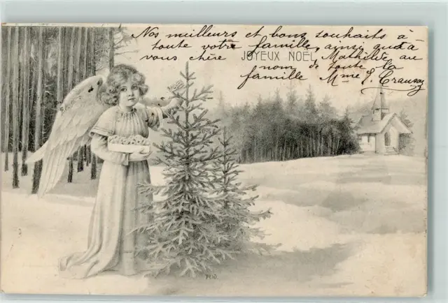 10225770 - Joyeux Noel sign. R.W. Engel schmueckt Tannenbaum AK Weihnachten 1905