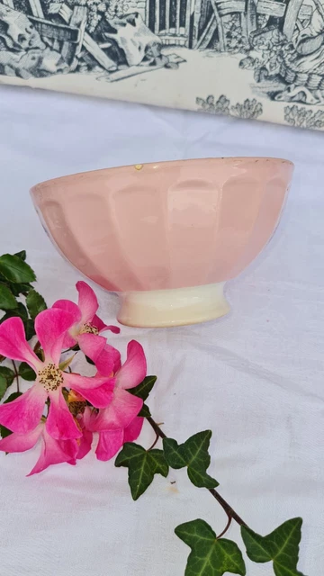Ancien Bol A Facettes Couleur Rose Oiseau Digoin Sarreguemines...vintage