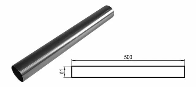 Fox Edelstahl Universal Rohr ungeweitet, Durchmesser d1 Ø 70mm, Länge 500mm