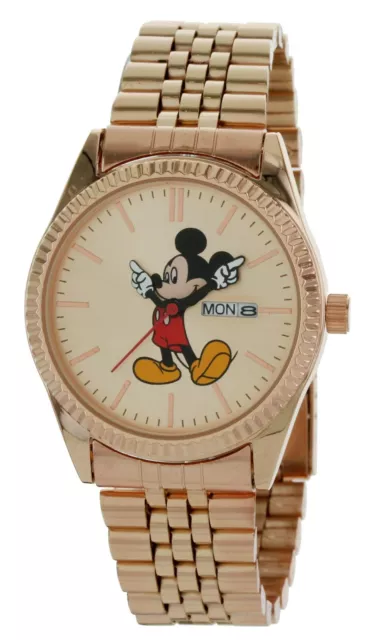 Disney Mickey Mouse Men's Day & date 'Moving Hands' Rose Gold Tone Watch MK8189