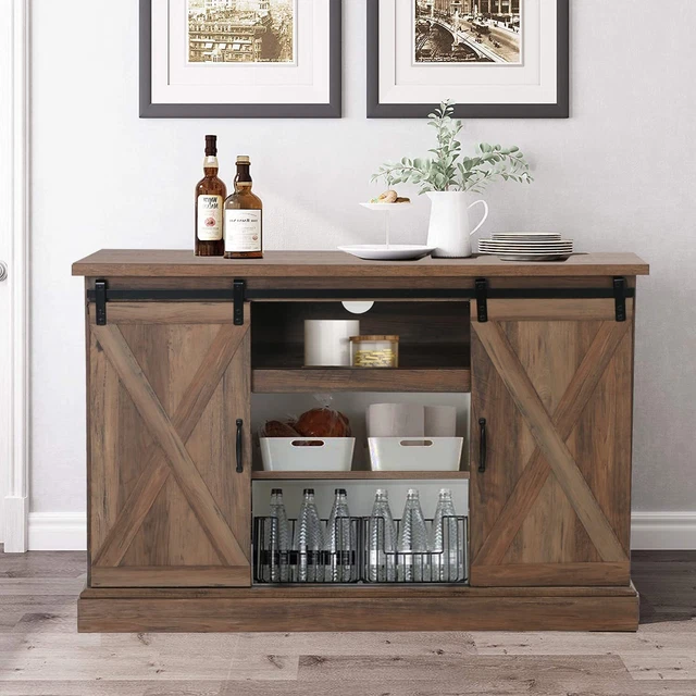 FARMHOUSE BAR Sliding Barn Door Kitchen Sideboard Buffet