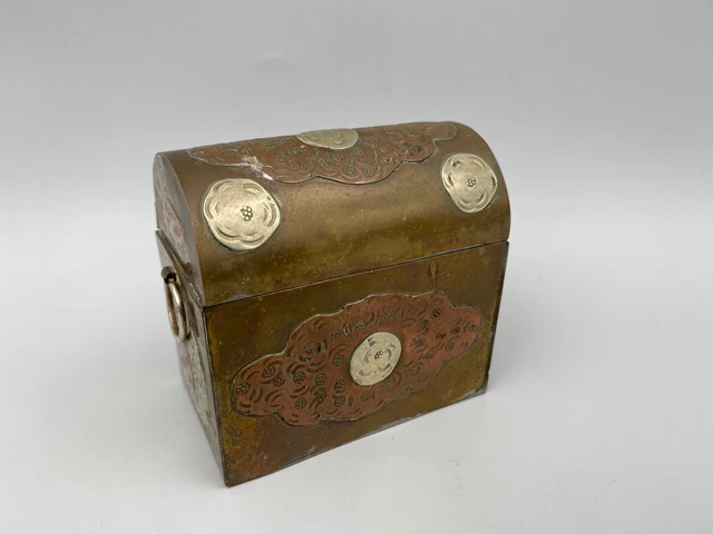 Boite Coffret A Bijoux Laiton Et Cuivre Xxeme Orientaliste M857