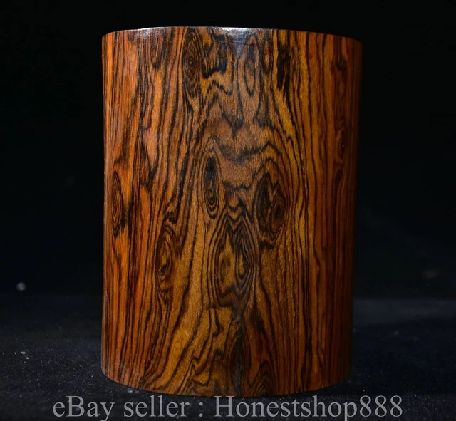 5.4" Old Chinese Huanghuali Wood Carved Dynasty Brush pot Statue