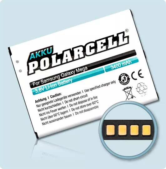 PolarCell Akku für Samsung Galaxy Mega 6.3 DuoS GT-i9208 GT-19208 Batterie Accu