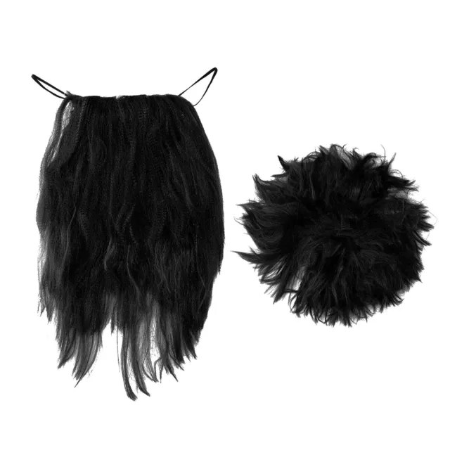 Adults Caveman Beard And Wig Black Wigs Whiskers Party 2-Piece Set Cosplay
