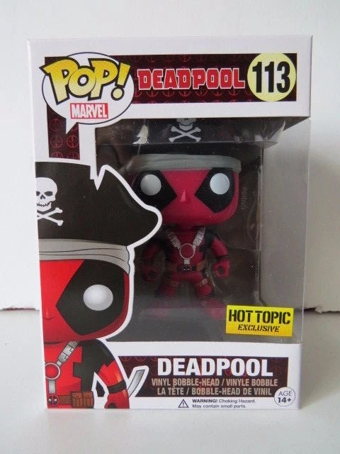 Funko Pop Hot Topic Exclusive Marvel Pirate Deadpool Vinyl Bobble Head Figure