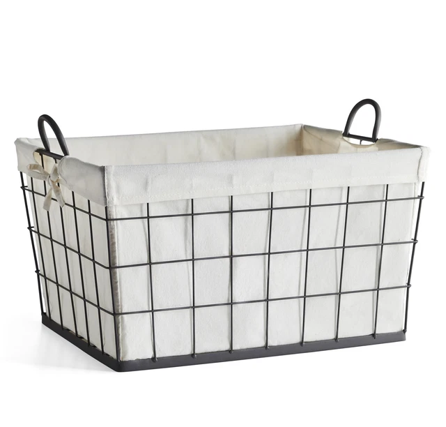 Heavy-Gauge Wire Laundry Basket Removable & Washable Liner Storage Container