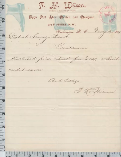 0366 F. H. Wilson shoe store letterhead, Washington, D C footwear