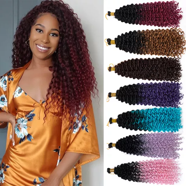 AFRO CURLY CROCHET Braid Hair Extensions Ombre Water Wave Wavy Braids as  Human $13.70 - PicClick