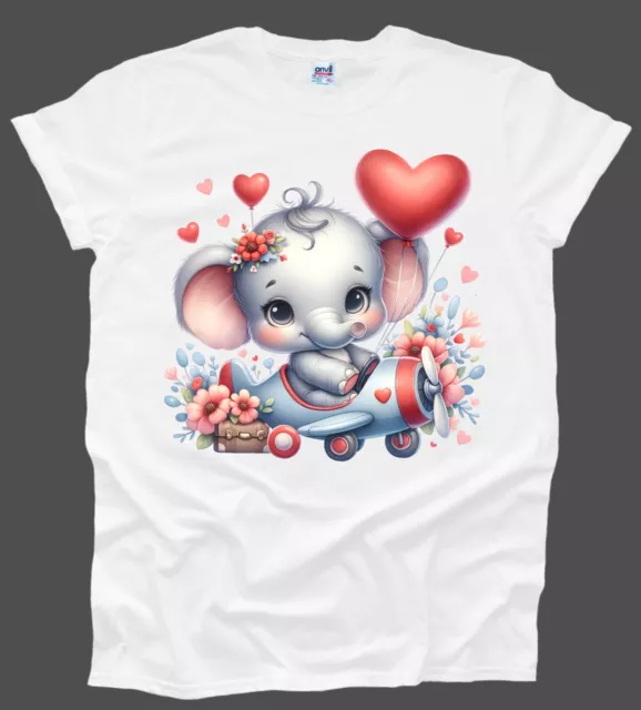 T-Shirt Baby Elefant süßes Flugzeug Herz Blumen Junge Mädchen MESSAGE ME DIE GRÖSSE UK