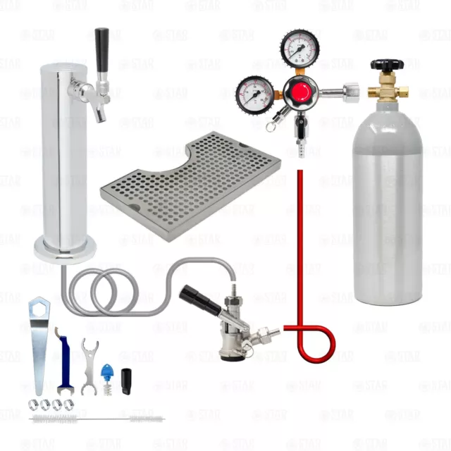 1 Tap Tower Draft Beer Sankey D Keg Kegerator Keezer Conversion Kit 5lb CO2 Tank