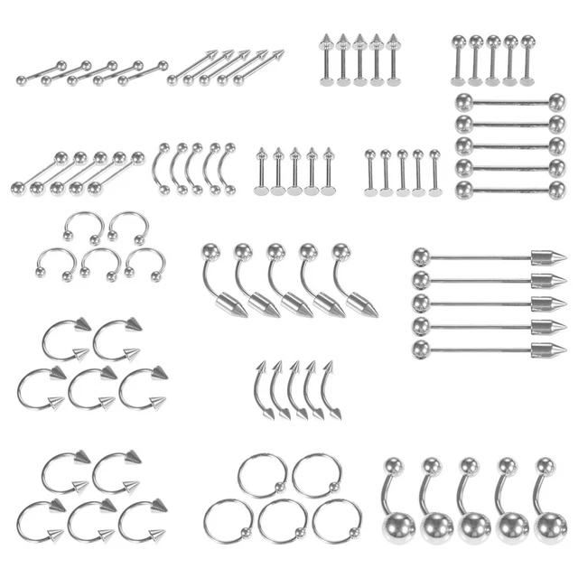 Nose Piercing Set Hoop Ear Stud Stainless Steel Tongue Rings