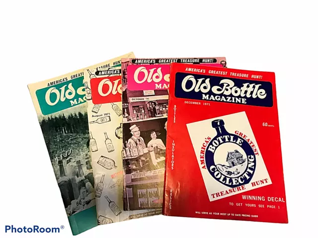 Lot of 4 Vintage Old Bottle Magazines Jan, Aug, Oct & Dec 1971