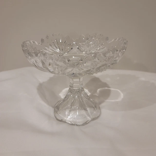 VINTAGE AMERICAN BRILLIANT PERIOD GLASS COMPOTE 5.25” Tall