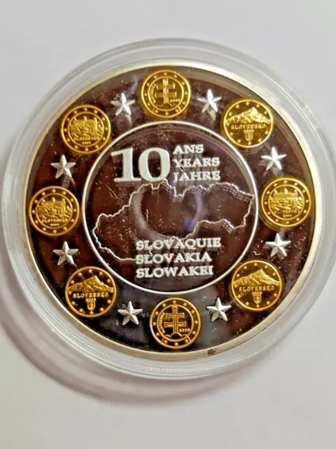 Medaille 10 Jahre Euro"Slowakei"2009 Cu versilbert 30 g 40 mm 9999 Exempl  -268