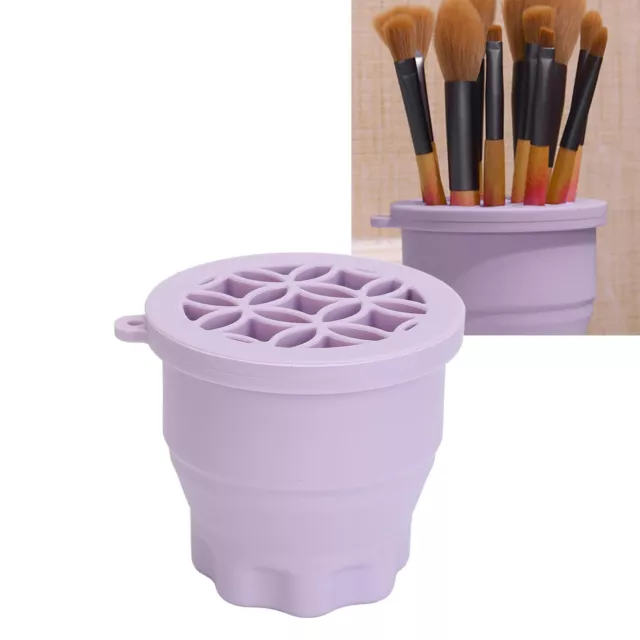 (violet) Makeup Brush Cleaner Cup Cosmetic Brush Cleaning Pad Rack De Séchage