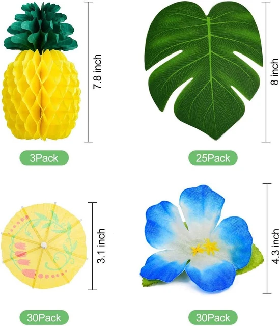 Hawaiian 119 Pieces Tiki Party Decoration, Luau Grass Table Skirt Set