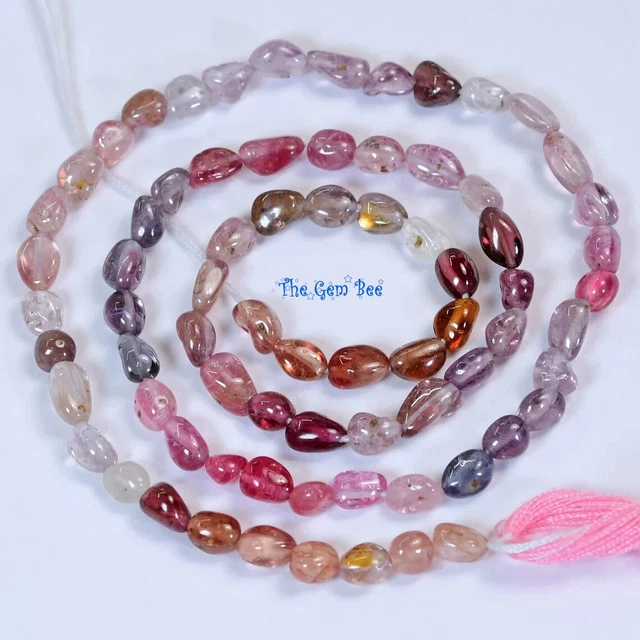Organic Multi Color Burmese Spinel Smooth Tumble Freeform Nuggets Beads 14.2" St