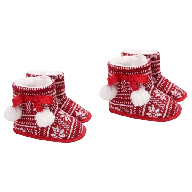 2 paia di baby stivali da neve in cotone flannel racchette da neve calde scarpe