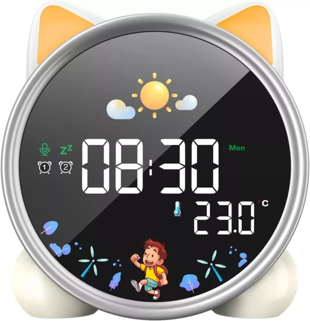 Alarm Clock for Kids Cat Shape, Sleep Trainer Clock for Children, OK to Wake Clo