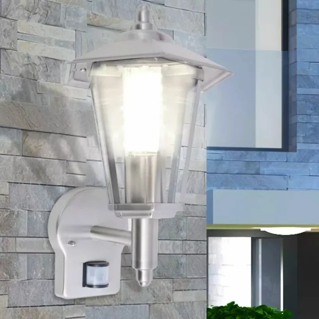 vidaXL Außenwandlampe mit Bewegungssensor Edelstahl Gartenlampe Wandleuchte