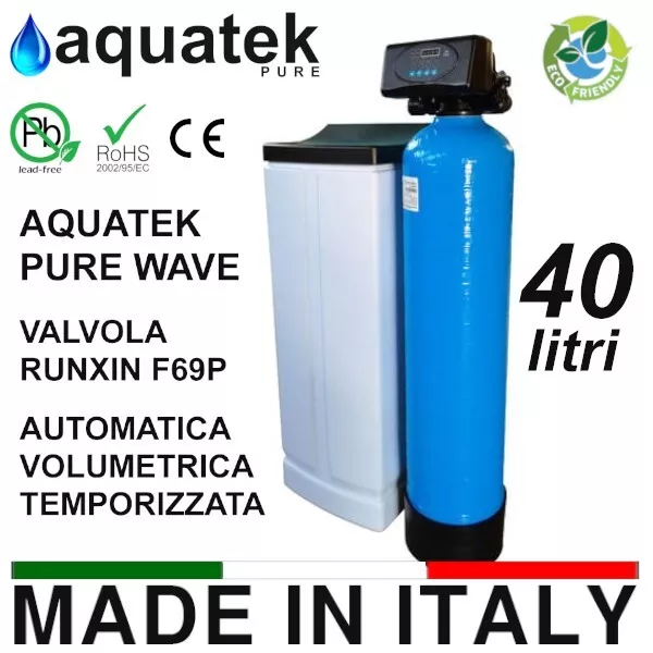 Addolcitore Aquatek Wave 40 litri Automatico 2 Componenti Doppio corpo