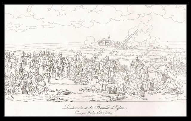 Gravure 1876 engraving, Napoléon Bonaparte Le Lendemain de la Bataille d'Eylau