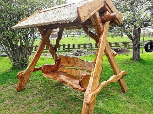 Rustikale Hollywoodschaukel Holz Massiv