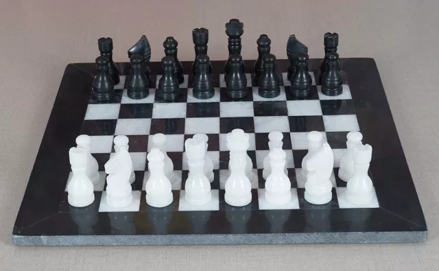 Handmade 40 x 40 CM Large Black & White Marble High Quality Tournament Chess set 2