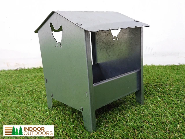 🐔 Comedero Metálico Con Techo Para Gallinas, Patos, Codornices Y Aves Bantam | Indoor Outdoors