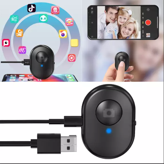 Rechargeable Wireless Bluetooth RemoteControl Camera Shutter for iPhone Samsung~