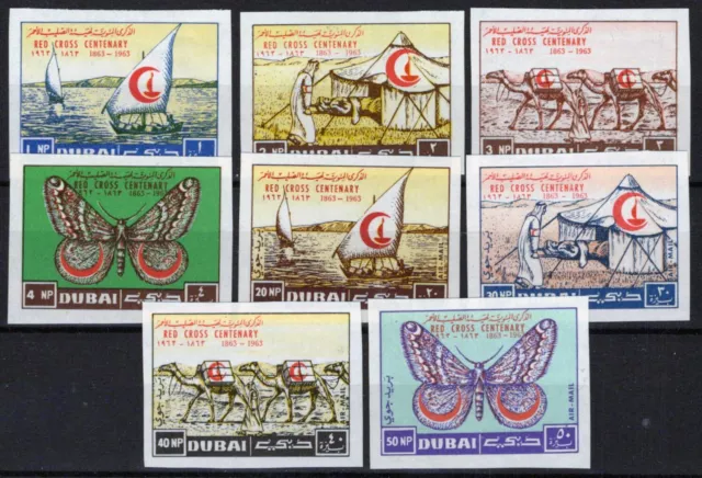 ZAYIX Dubai 18-21, C9-C12 MNH Imperf. Butterflies Boats Red Cross 032323S70