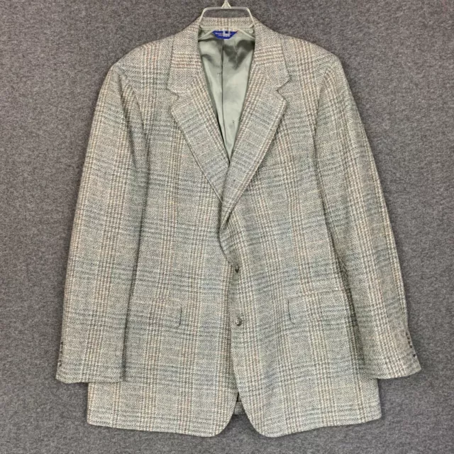 Pendleton Blazer Chest 45 L Mens Wool Tweed Sport Coat Gray Plaid Vtg 70s 80s