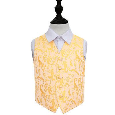 DQT Woven Floral Gold Page Boys Wedding Waistcoat 2-14 Years