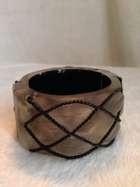 ALEXIS BITTAR WARM GRAY TAUPE Lucite Bangle Bracelet - BURNISHED BRAIDS