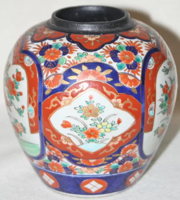 Pot en porcelaine d'exportation chinois style Imari fin des années 1800 (designs bouddhistes) 2