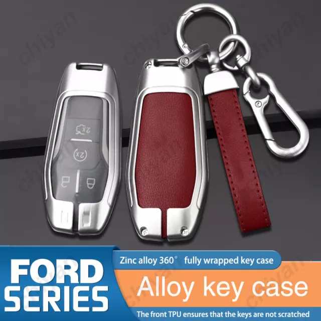 Zinc Alloy Leather Key Fob Case Cover Keychain For Ford Mustang F-150 EXPLORER