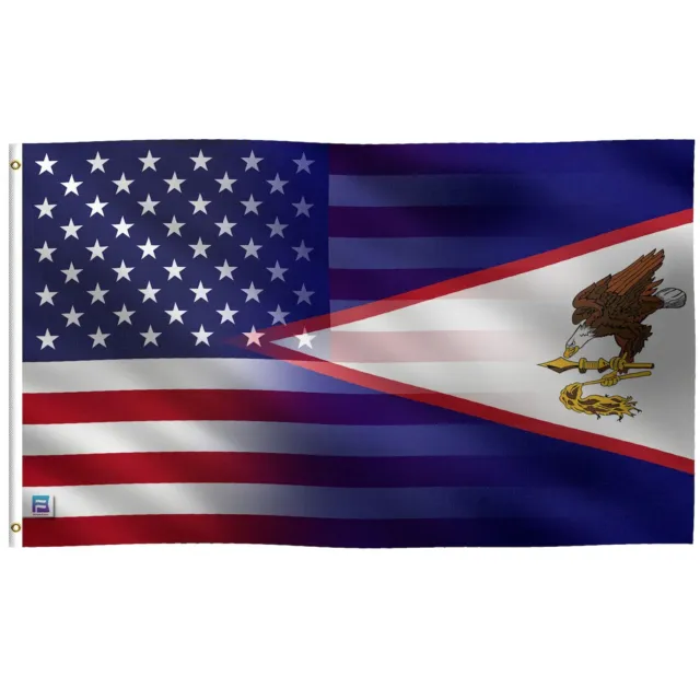 3x5 ft American Samoa & American Flag Blend: 100% Polyester Banner, Double Sided