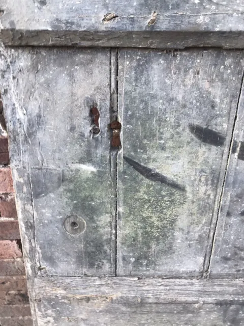 Antique Oak ledged and braced Door With Original Strap Hinges. 4