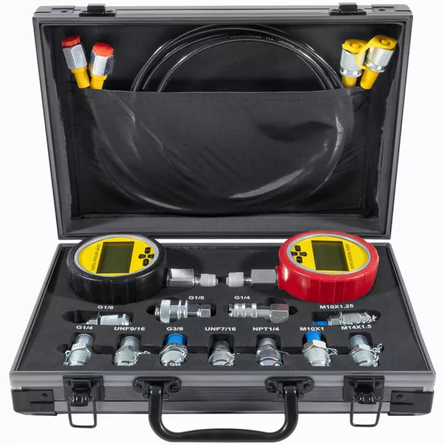 700BAR Digital Hydraulic Pressure Test Kit 2Gauge 11Coupling 2Hose for Excavator