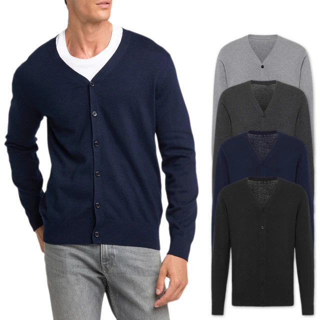 Maglione Uomo Lana Invernale Maglioncino Cardigan Con Bottoni Maglia VEQUE