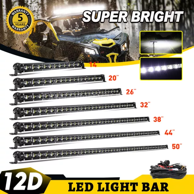 6D Slim Led Light Bar 8" 14" 20" 26" 32" 38" 44" 50"in Flood Spot Combo ATV UTV