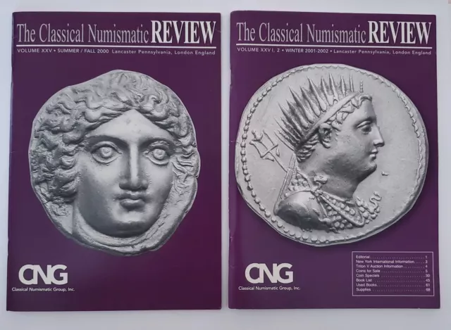 Lot of 2 CNG Classical Numismatic Review Magazines 2000-2002 Roman Greek coinage