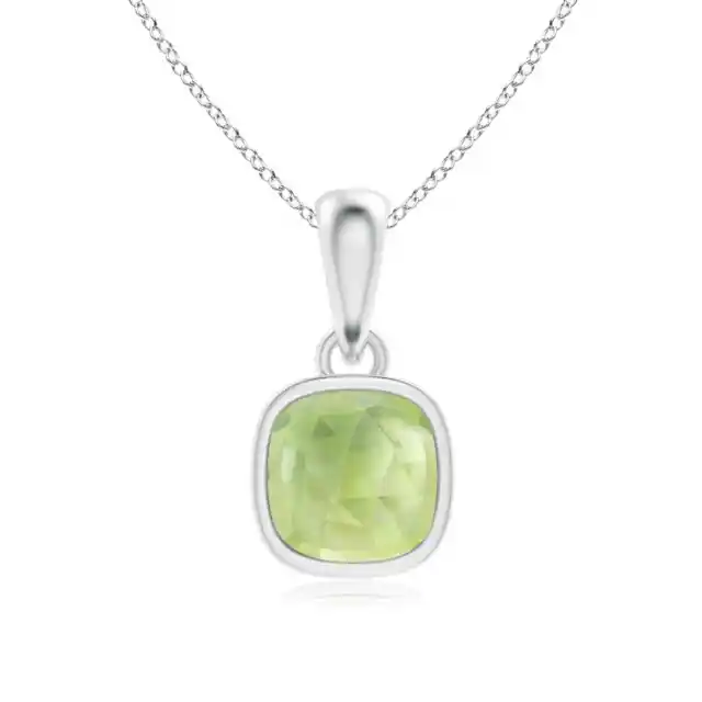 ANGARA 5mm Natural Peridot Solitaire Pendant Necklace in 925 Silver for Women