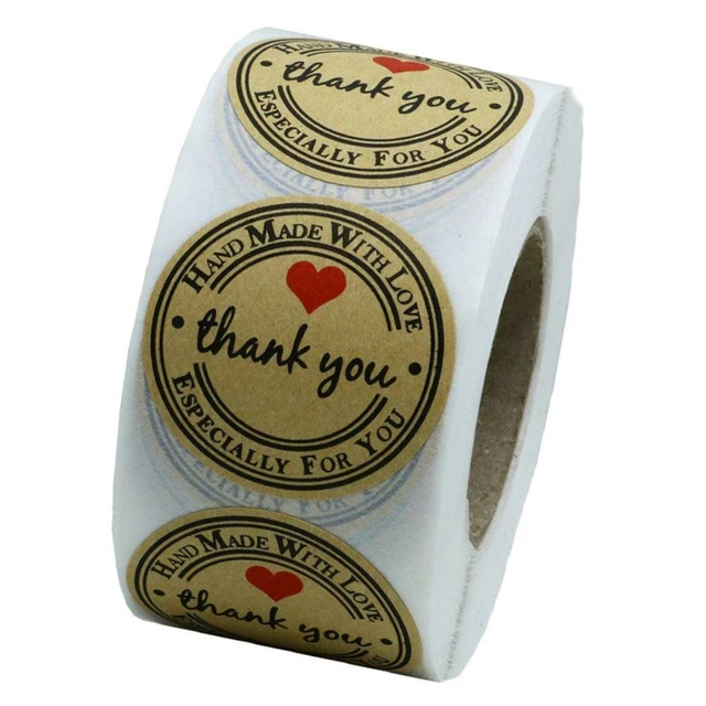 500 Stück / Roll Round Kraft Danke Aufkleber Etiketten für Hochzeitsfeier