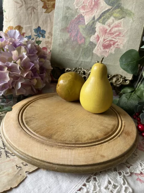 Vintage Wooden Round Chopping Board Serving Cheese Bread Board Kitchenalia 2