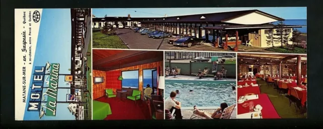 Oversized postcard Canada Quebec Matane La Marina Motel restaurant interior